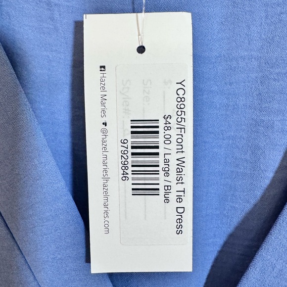 Gilli Blue Tie Waist Flutter Sleeve Dress Large NWT Flowy Summer Casual - Picture 5 of 5